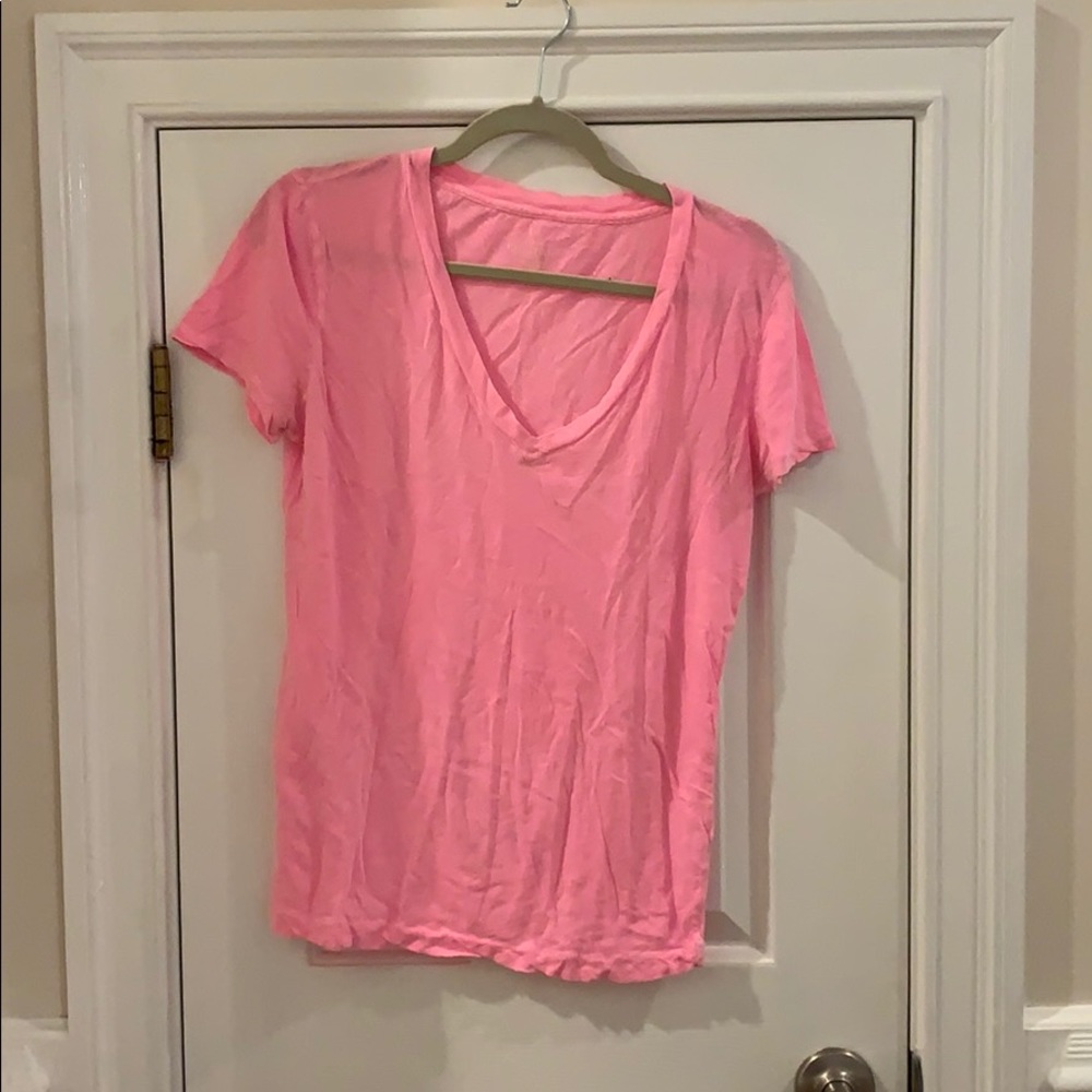 J. Crew Neon pink v neck